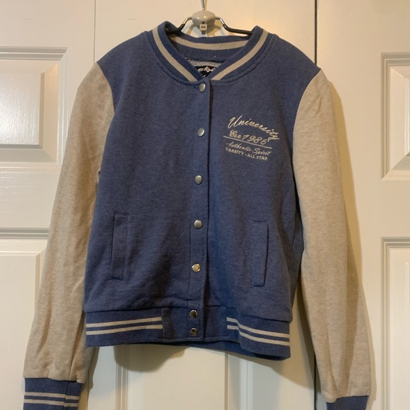 Ambiance Blue and Gray Bomber Jacket - Picture 1 of 2